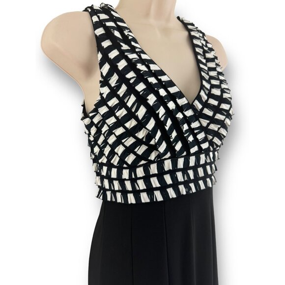 Size 4 JOSEPH RIBKOFF BLACK & WHITE FLARE DRESS Wedding Special‎ Occasion Party - Picture 3 of 6